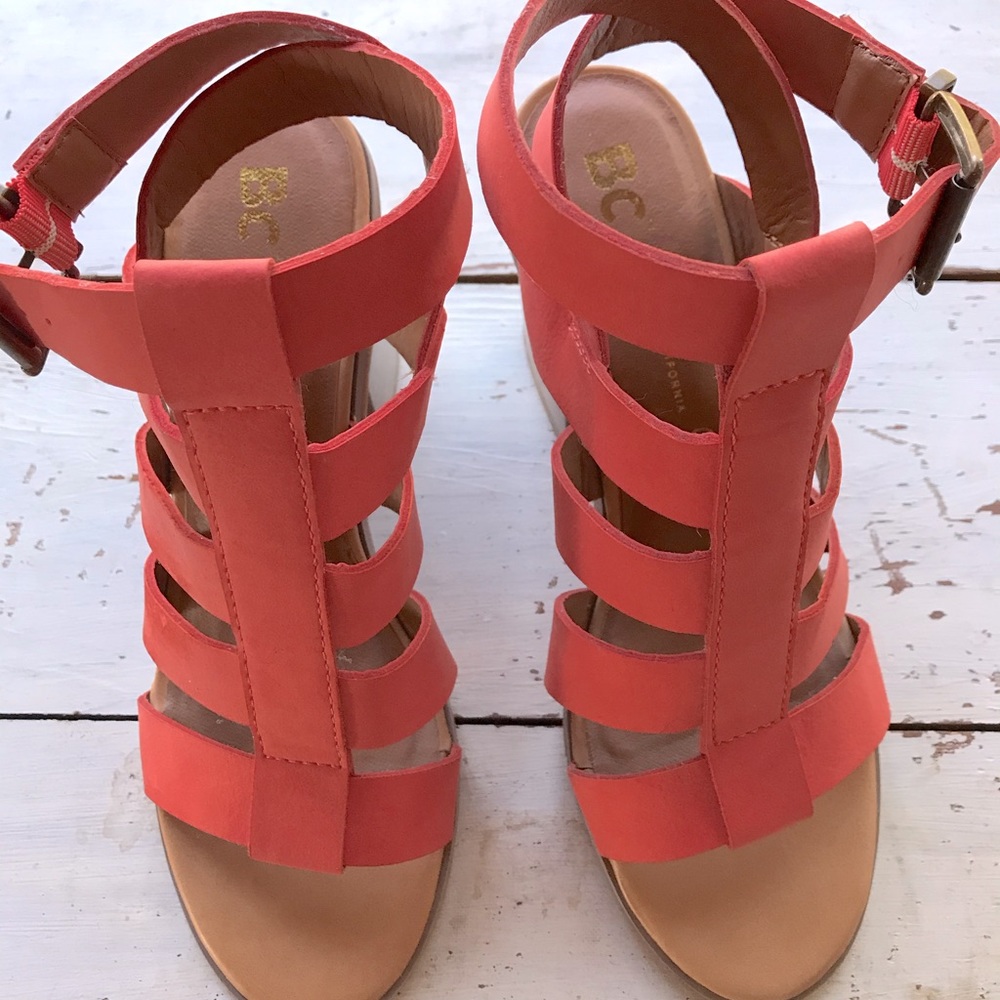 BC Born Coral Orange Ankle Strappy Sandals